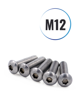Linsenschrauben M12 mit Innensechskant ISO 7380 aus Edelstahl A2