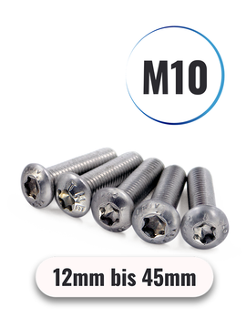 Linsenschrauben M10 von 12 bis 45mm mit Innensechsrund TX ISO 7380 aus Edelstahl A2
