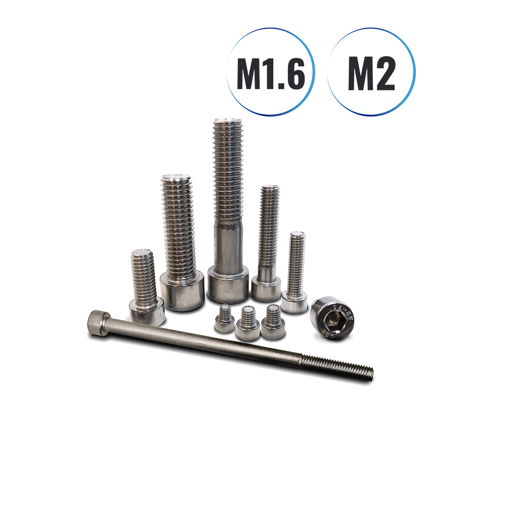 Zylinderschrauben M1,6 M2 mit Innensechskant DIN 912 aus Edelstahl A2