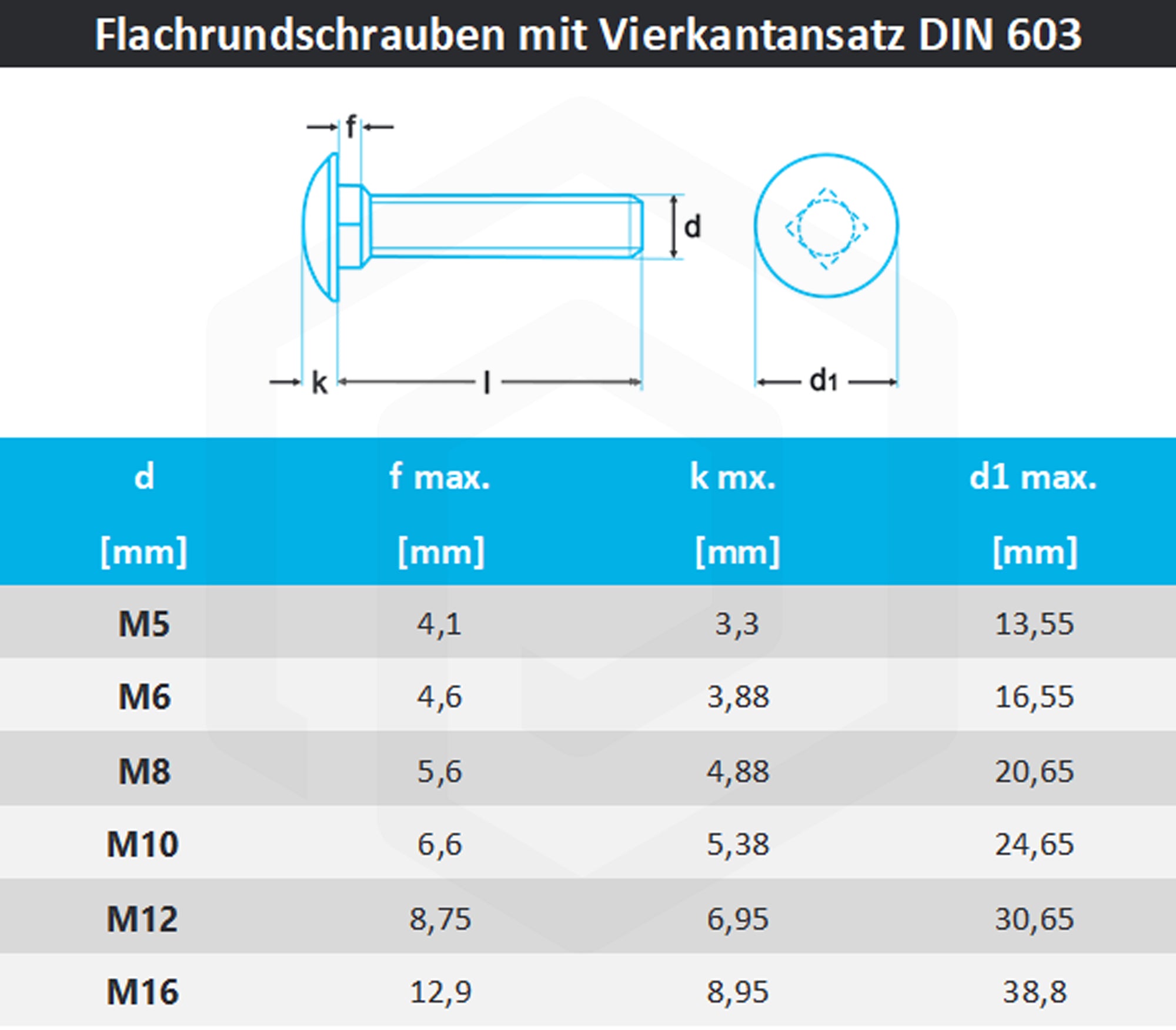 Schlossschrauben M6 DIN 603 aus Edelstahl A2